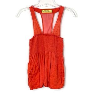 Free People smocked orange tank top size XS